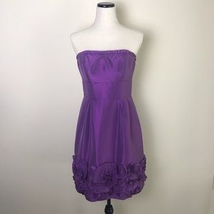 Max & Cleo strapless taffeta dress rosette skirt